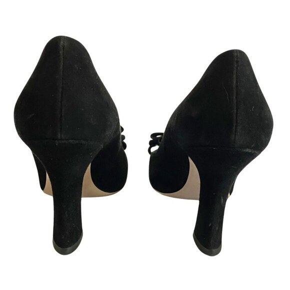 MIU MIU BLACK SUEDE FRONT BOW PUMPS - 40 (10) - Picture 3 of 9